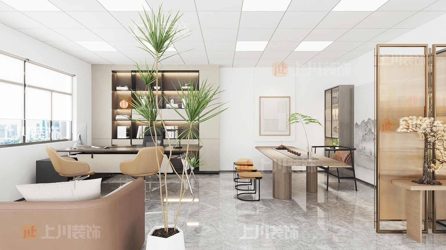 上川装饰专注办公室装修设计:佛山市南海区展厅办公室装修设计效果图