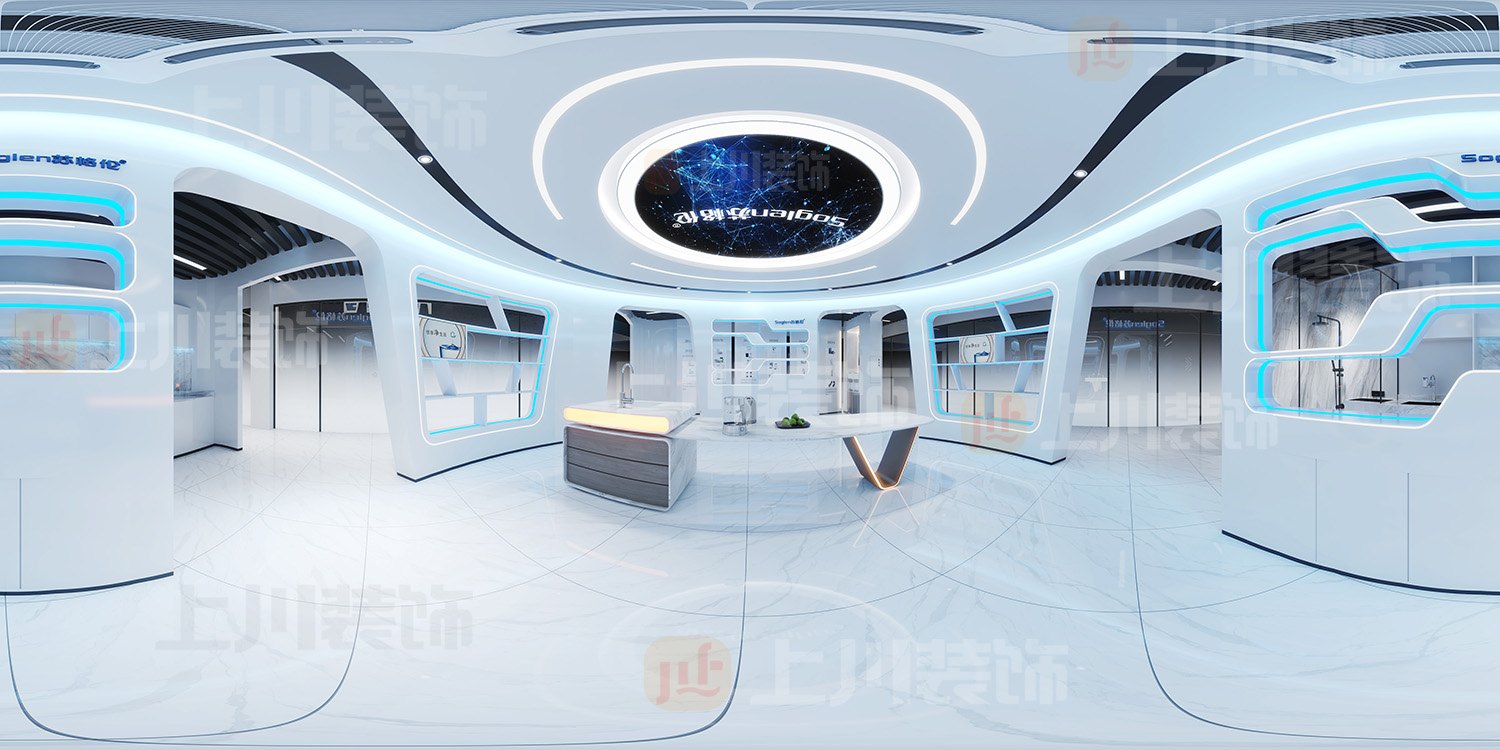 上川装饰专注办公室装修设计:佛山市顺德区办公室展厅装修设计效果图案例